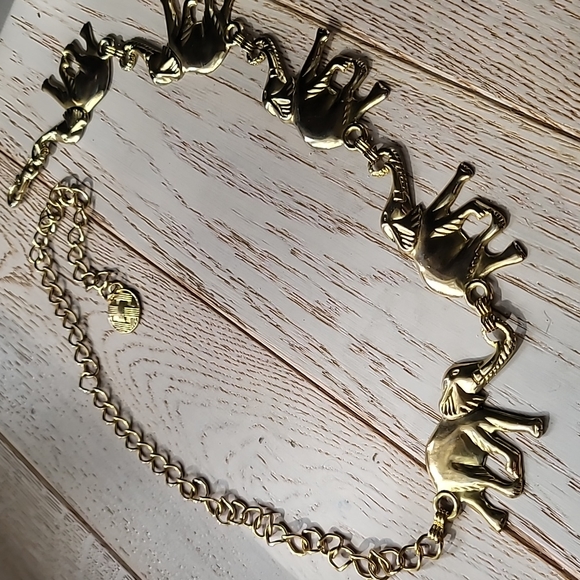 Vintage Accessories Vintage Gold Metal Elephant Chain Belt Boho